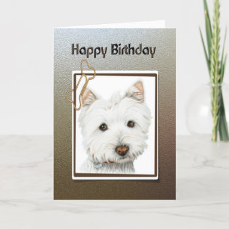 Happy birthday, cute westie dog greeting card karte