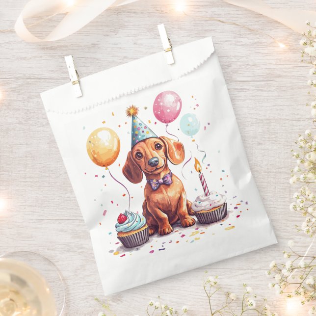 Happy Birthday Dachshund Dog  Geschenktütchen (Ausgeschnitten)