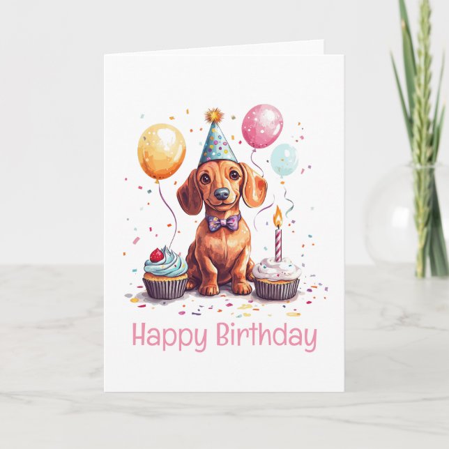 Happy Birthday Dachshund Dog  Karte (Vorderseite)