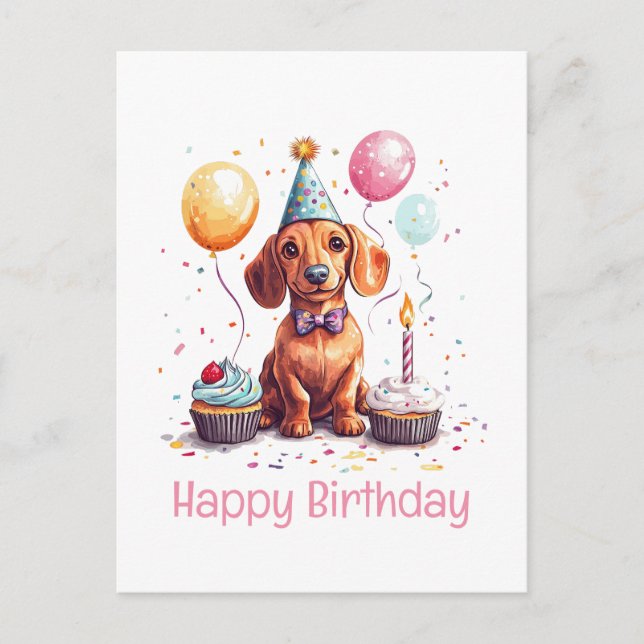 Happy Birthday Dachshund Dog  Postkarte (Vorderseite)
