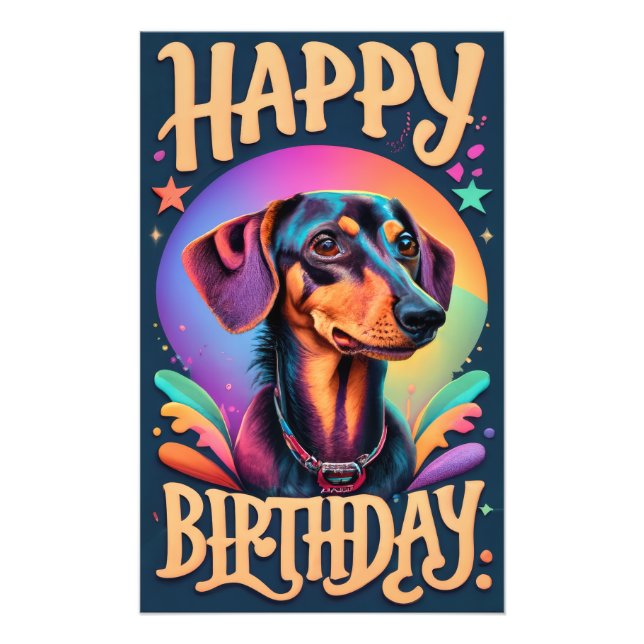 Happy Birthday Dackel Fotodruck (Vorne)