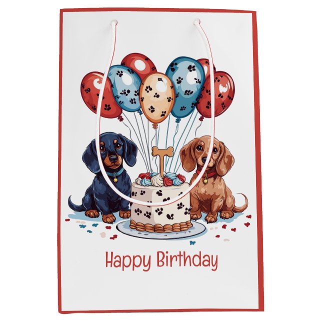 Happy Birthday Dackel Hunde Mittlere Geschenktüte
