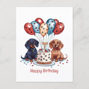 Happy Birthday Dackel Hunde Postkarte
