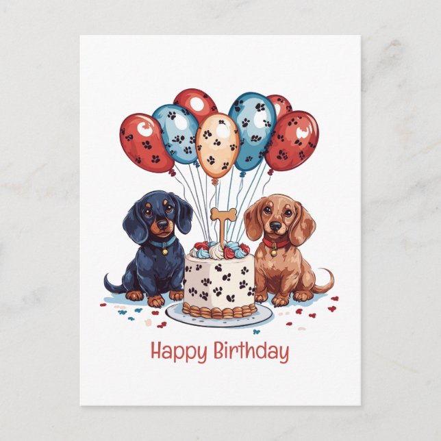 Happy Birthday Dackel Hunde Postkarte (Vorderseite)