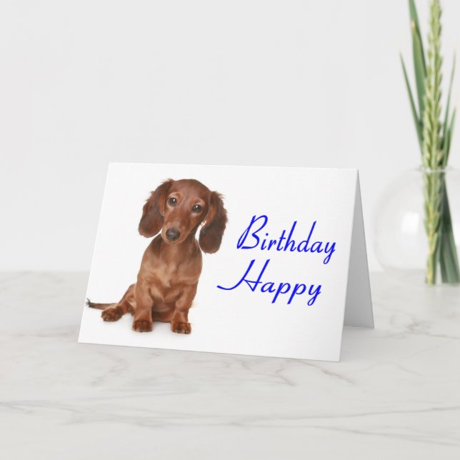 Happy Birthday Dackel Puppy Dog Card Karte (Vorderseite)