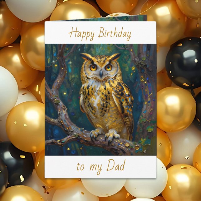 Happy Birthday Dad | Owl Themed  Karte (Von Creator hochgeladen)