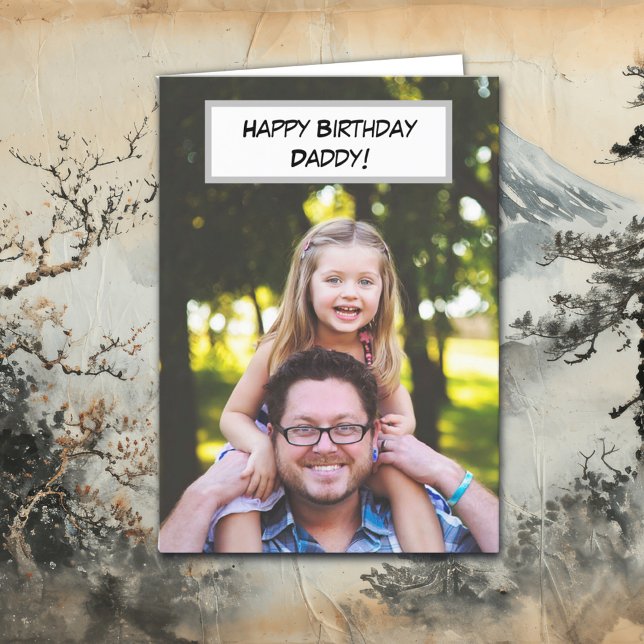 Happy Birthday Daddy and Kids Foto Card Karte (Von Creator hochgeladen)