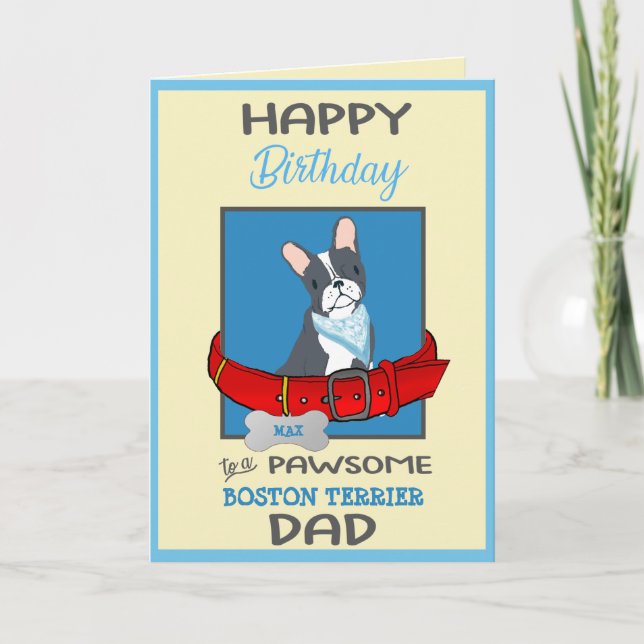 Happy Birthday Daddy aus Ihrem Boston Terrier Karte (Vorderseite)