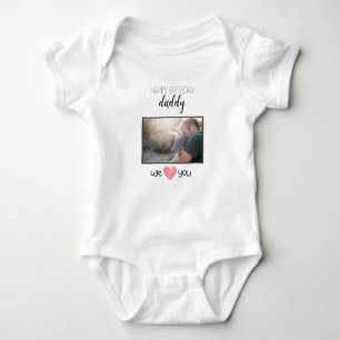 HAPPY BIRTHDAY DADDY BABY BODYSUIT CUSTOM TEXT STRAMPLER