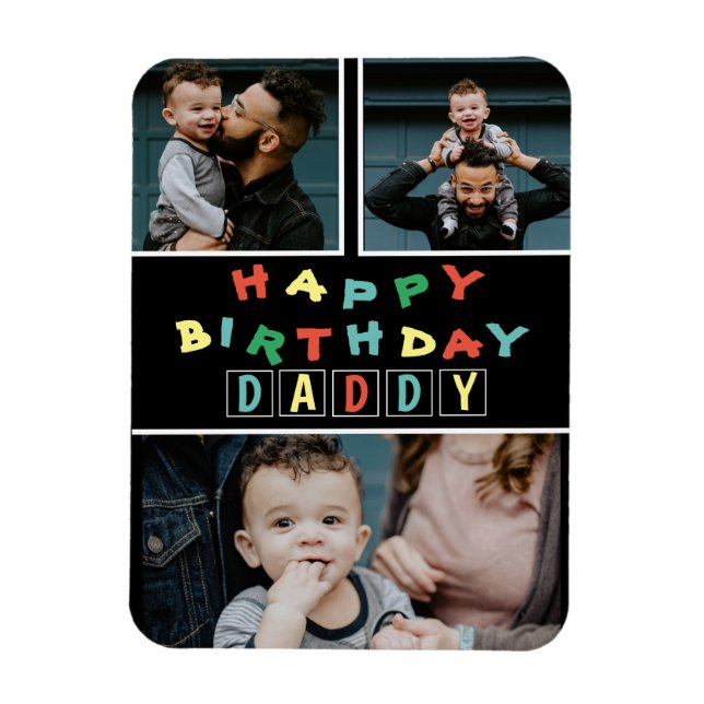 Happy Birthday Daddy Colorful 3 Foto Magnet (Vertikal)