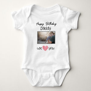 HAPPY BIRTHDAY DADDY CUSTOM TEXT UND FOTO BABY STRAMPLER