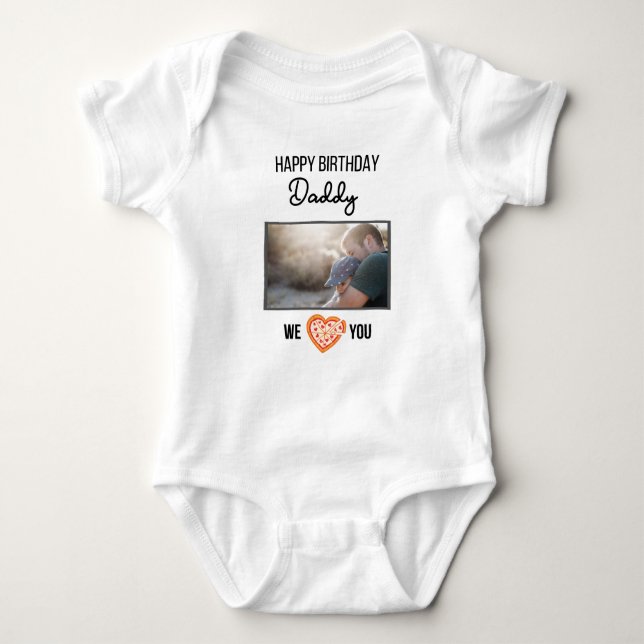 HAPPY BIRTHDAY DADDY CUSTOM TEXT UND FOTO BABY STRAMPLER (Vorderseite)