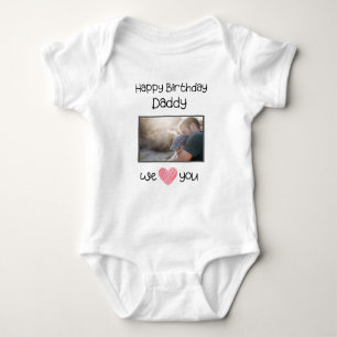 HAPPY BIRTHDAY DADDY CUSTOM TEXT UND FOTO BABY STRAMPLER