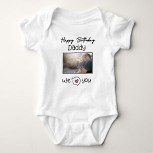 HAPPY BIRTHDAY DADDY CUSTOM TEXT UND FOTO BABY STRAMPLER