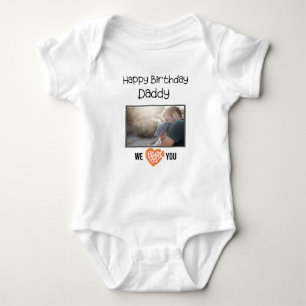 HAPPY BIRTHDAY DADDY CUSTOM TEXT UND FOTO BABY STRAMPLER