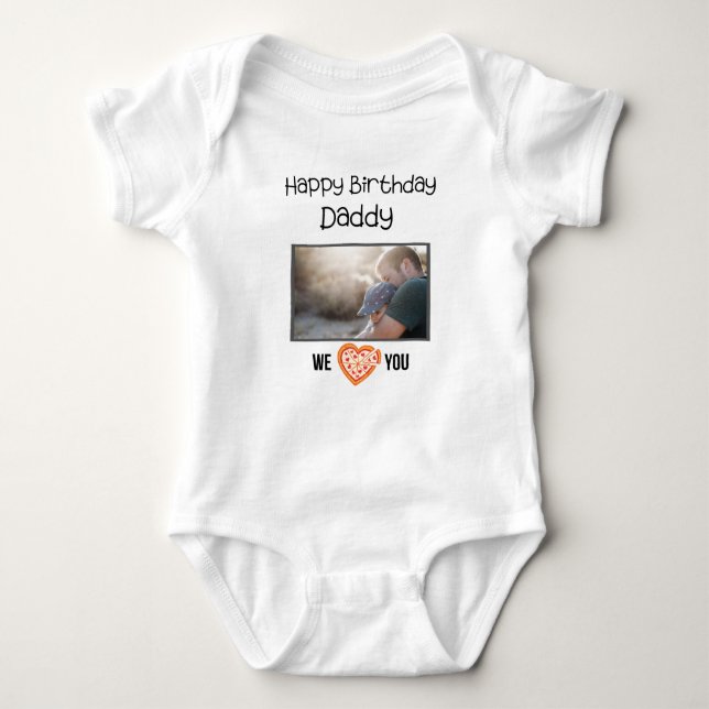 HAPPY BIRTHDAY DADDY CUSTOM TEXT UND FOTO BABY STRAMPLER (Vorderseite)
