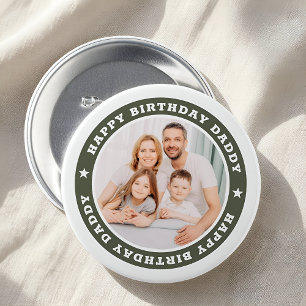 Happy Birthday Daddy Modern Simple Custom Foto Button