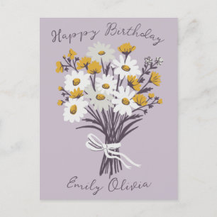 Happy Birthday Daisy Bouquet Retro INDIVIDUELLE NA Postkarte