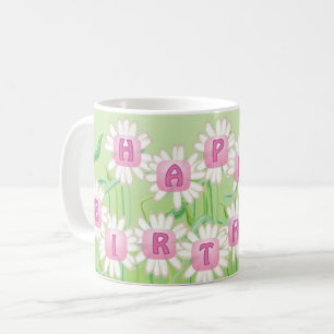 Happy Birthday Daisy Garden Design Coffee Tasse