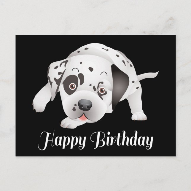 Happy Birthday Dalmatiner Puppy Dog Lover Postkarte (Vorderseite)