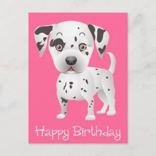 Happy Birthday Dalmatiner Puppy Dog Pink Postkarte