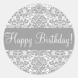 Happy Birthday Damask Envelope Sticker Siegel