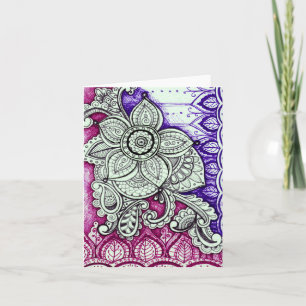 Happy Birthday Damask Indian Mandala Blank Inside Karte