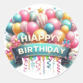 "Happy Birthday" Das eleganteste Minimalistisch Runder Aufkleber