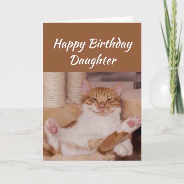 Happy Birthday Daughter Celebrate Funny Cat Karte (Vorderseite)
