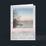 Happy Birthday Daughter, Lilac Misty Lake,  Karte<br><div class="desc">Happy Birthday Daughter,  rosa Kulisse Mond und lilac Sonnenaufgang mit Bäumen,  die auf einem staubigen Lila-Schilfrohr-See reflektieren. Im Text heißt es: Herzlichen Glückwunsch zum Geburtstag einer wundervollen Tochter. Die Karte im Inneren ist leer.</div>