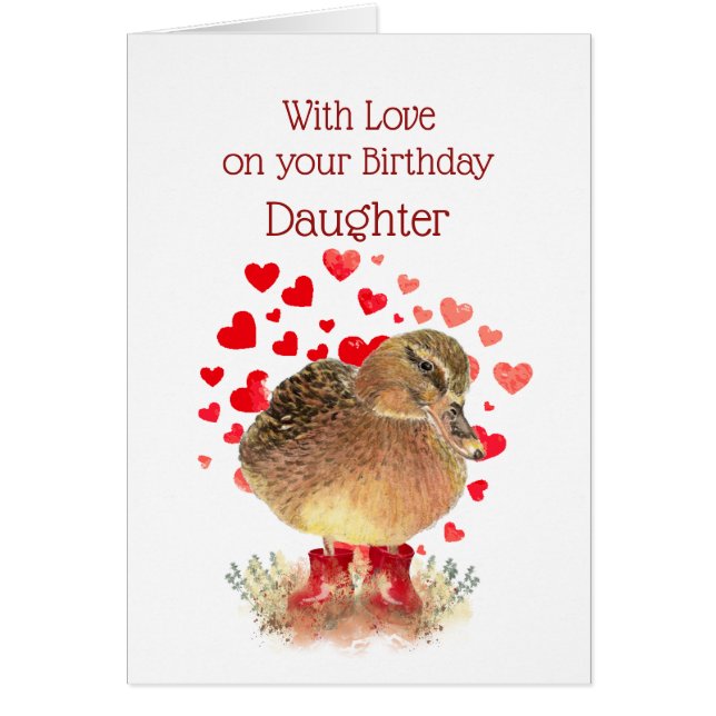 Happy Birthday Daughter Niedlich Duck Red Boots (Vorne)