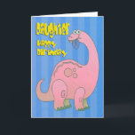 Happy Birthday Daughter Pink Dinosaurier Karte<br><div class="desc">Big Pink Dinosaurier,  der ein Blatt frisst,  mit einem Geburtstag,  der Daughter auf blauem Hintergrund begrüßt.</div>
