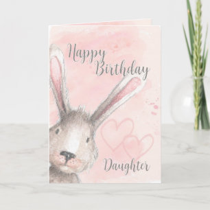 Happy Birthday Daughter Watercolor Bunny Rabbit Karte