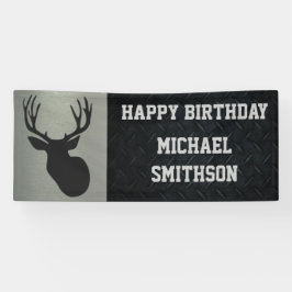 Happy Birthday Deer Junting Men's Buck Antlers Banner