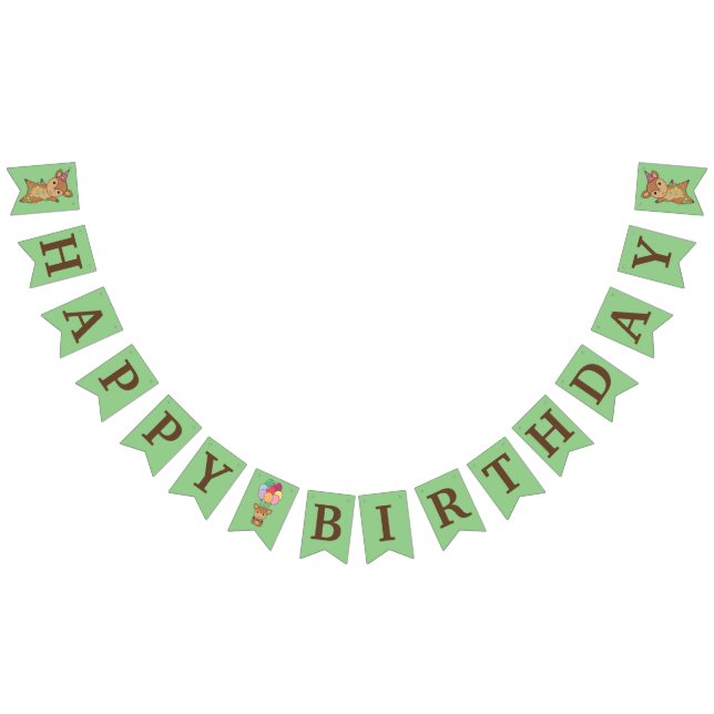Happy Birthday Deer Party Bunting Flags Wimpelkette (Alle)