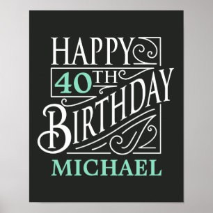 Happy Birthday design, decorative vintage style. Poster