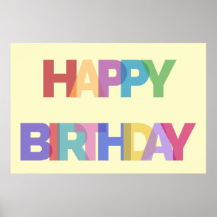 Happy Birthday Design in fröhlichen Farben Poster
