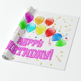 Happy Birthday! Design with colorful balloons and  Geschenkpapier