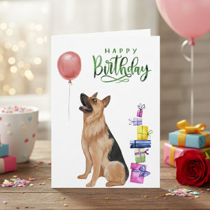 Happy Birthday Deutscher Schäferhund Aquarell  Karte