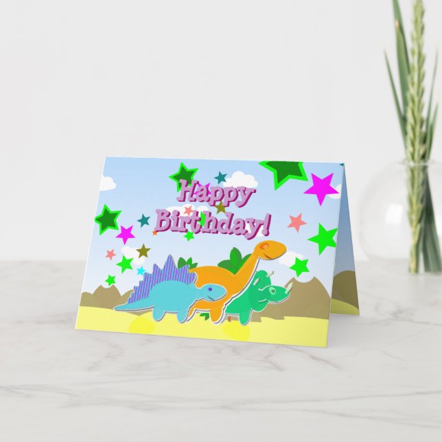 Happy Birthday Dinos Card Karte (Vorderseite)