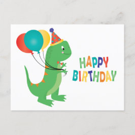 Happy Birthday Dinosaur Balloons Postkarte