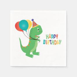 Happy Birthday Dinosaur Balloons Serviette