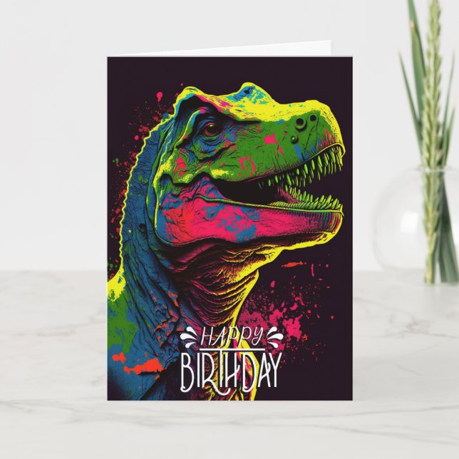 Happy Birthday Dinosaur Childrens Niedlich Card Karte (Vorderseite)