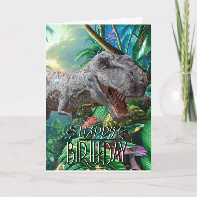 Happy Birthday Dinosaur Large T Rex Jurassic Card Karte (Vorderseite)