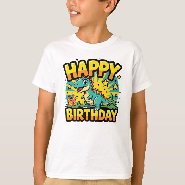 Happy Birthday Dinosaur T-Shirt (Vorderseite)