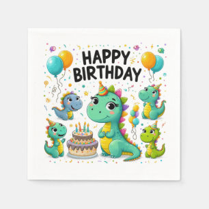Happy Birthday Dinosaurier Serviette