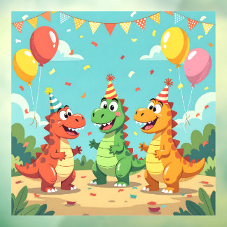 Happy birthday dinosaurs theme fensteraufkleber