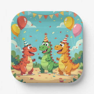 Happy birthday dinosaurs theme pappteller