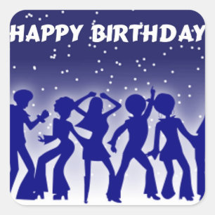Happy Birthday Disco Dancers Quadratischer Aufkleber