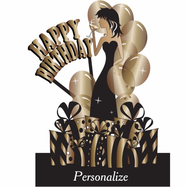 Happy Birthday Diva Girl| DIREKT| Bronze Freistehende Fotoskulptur (Vorne)